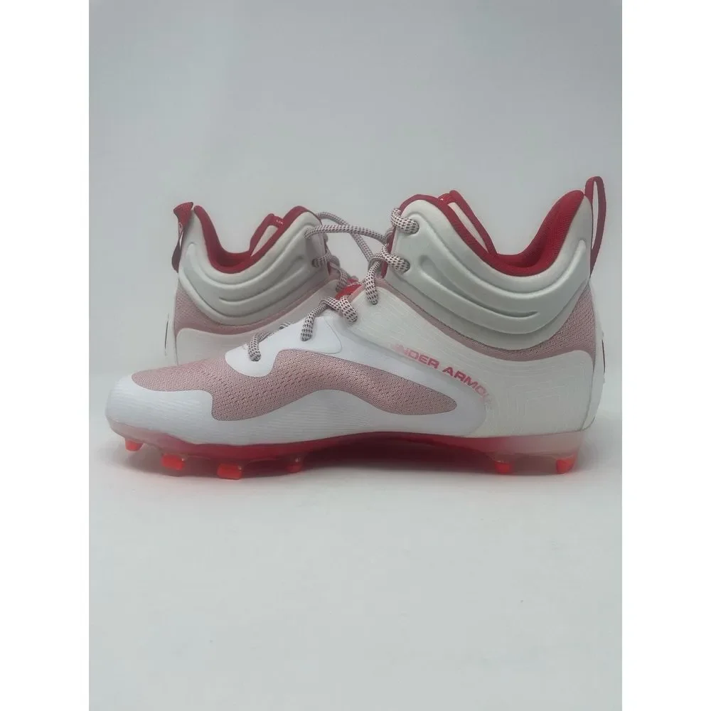 Under Armour Command MC Mid Lacrosse Cleats 3025639-101 White Red Mens Size‎ 11